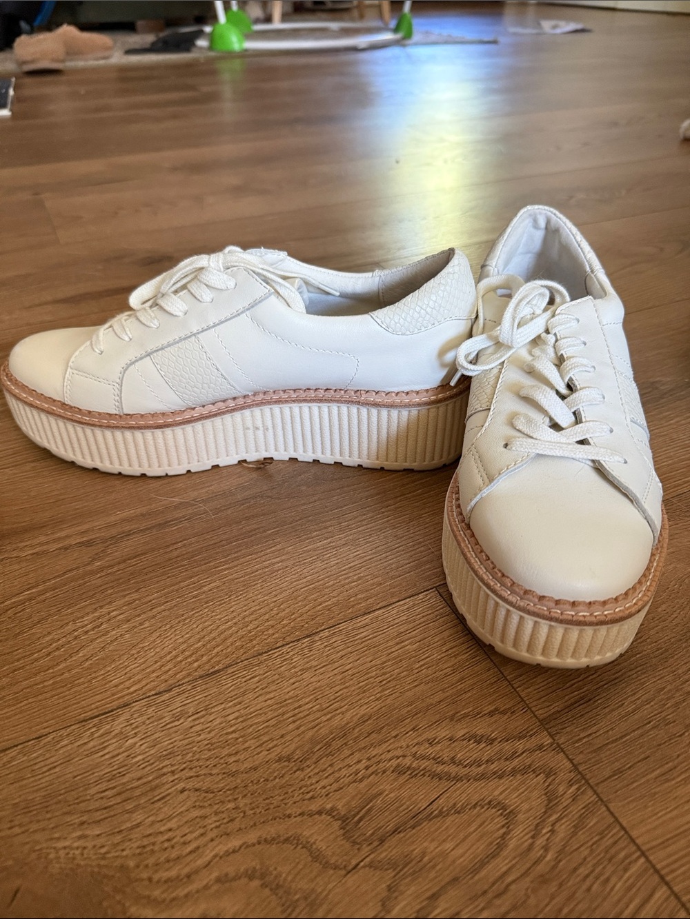Dolce Vita Cream Platform Lace-Up Sneakers